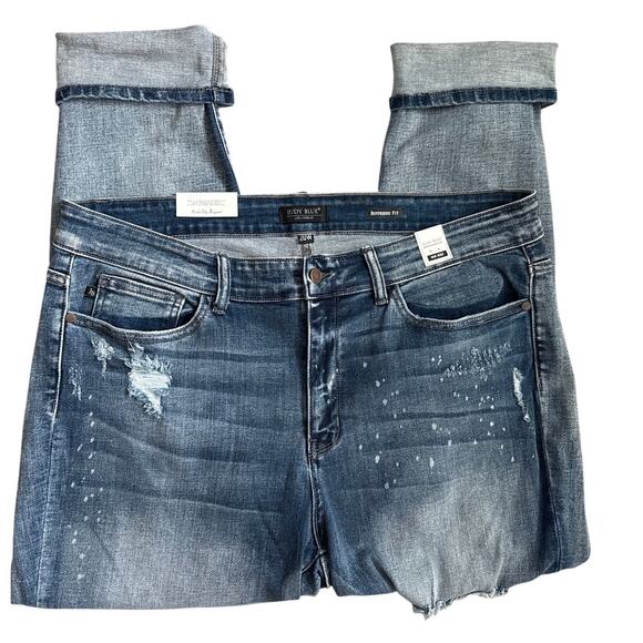 Judy Blue Plus Destroyed Mid-Rise Bleach Splatter Boyfriend Fit Size 20W - Picture 9 of 12